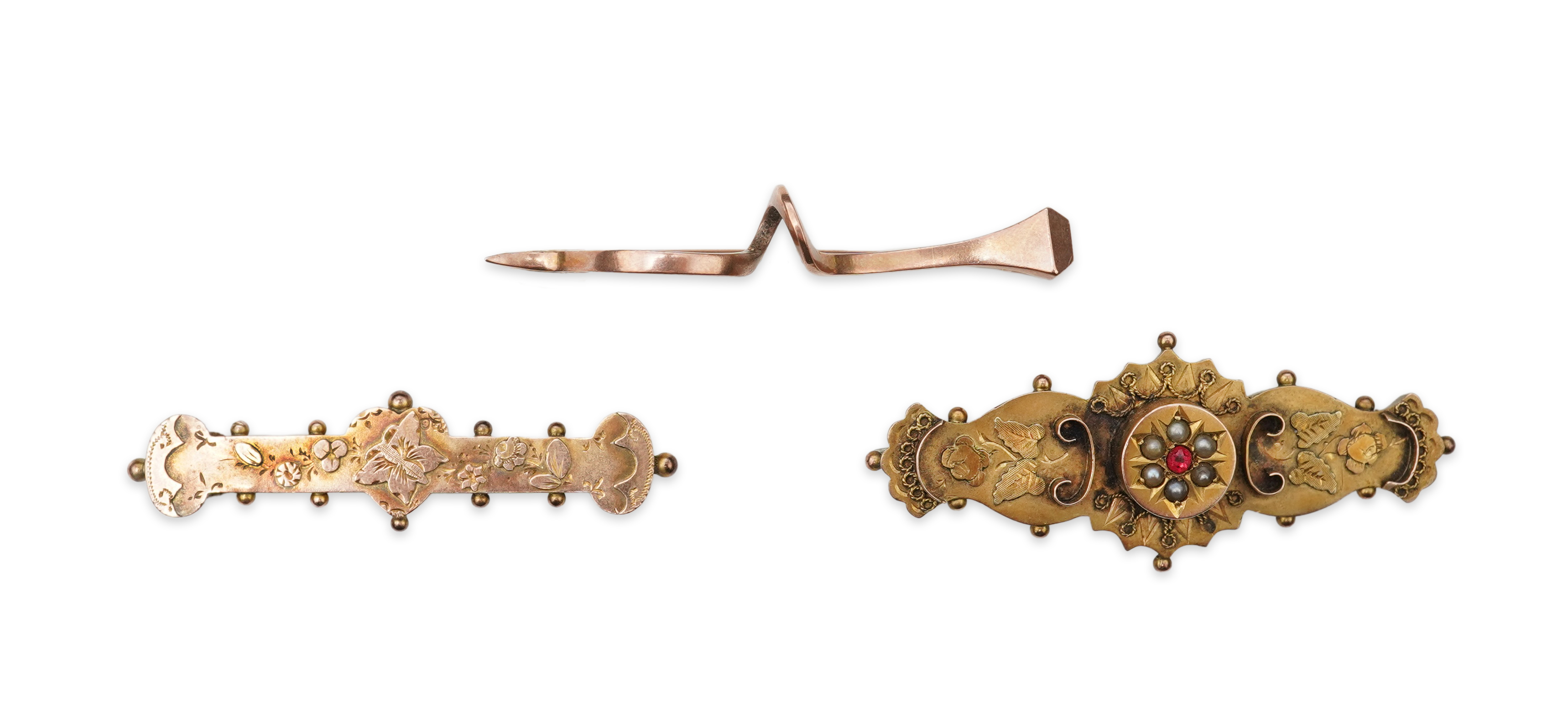 Three bar brooches, late 19th century